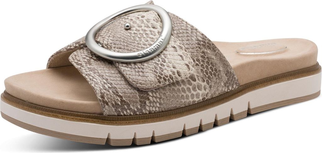 Tamaris Comfort Lederpantolette - Beige / Snake Leder : 40 : Normal Größe: 40 Weite: Normal