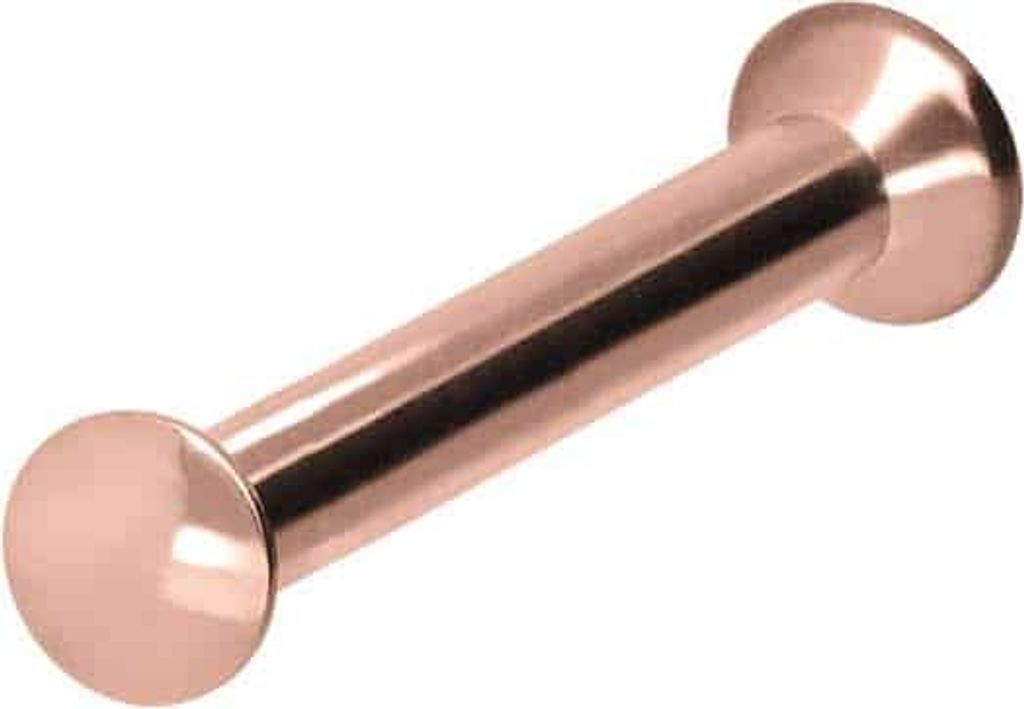 Ohrpiercing, Nasenpiercing Titan Triple Piercing Mini Labret mit Innengewinde FLAT-DISC RoséGold Stablänge: 8mm | Discgröße: 2mm