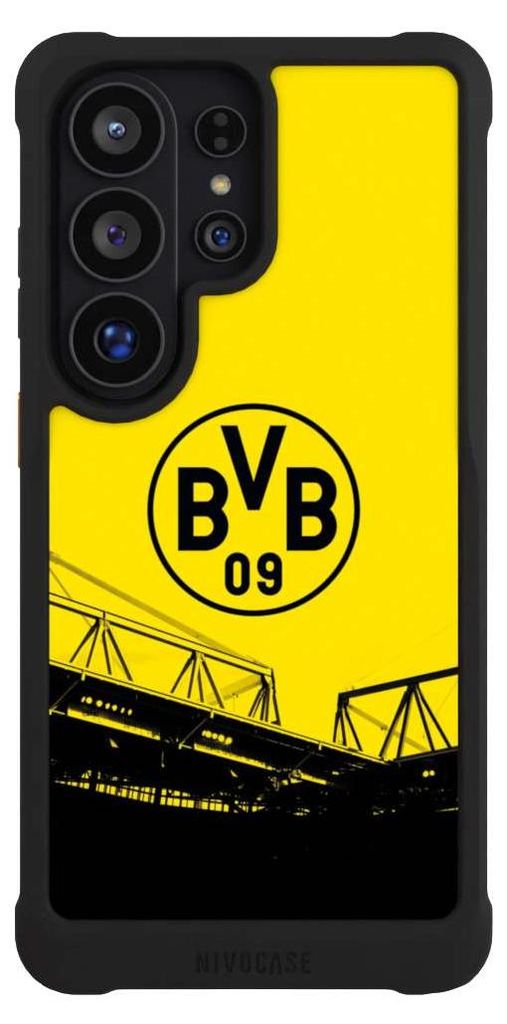 NIVOCASE Hülle für Samsung Galaxy S26 Ultra Stoßfeste Handyhülle NIVOmax Case Schwarz BVB Borussia Dortmund Fanartikel