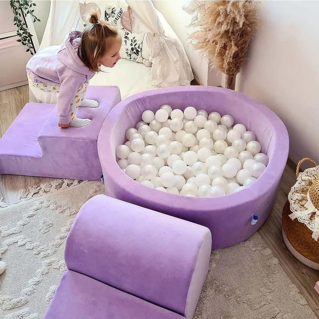 Piscina di palline morbida viola - Culla gioco design per cameretta - 5