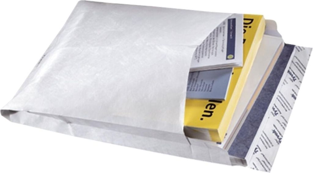 Tyvek 30001144 Faltentaschen - B4, mit 38 mm-Falte, Spitzboden, 55 g/qm, weiß, 100 Stück