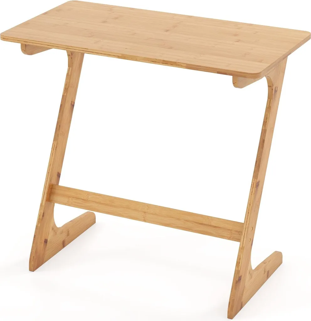 Petite table basse gain de place en bois de bambou pour salon et bureau