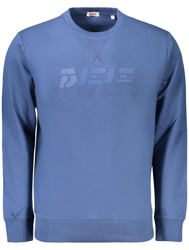 Blaues Herren-Langarm-Sweatshirt ohne Reißverschluss - Rundhals & Logo
