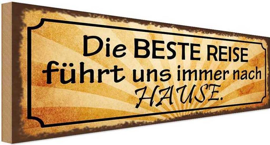 vianmo Holzschild 10x27 cm beste Reise führt uns nach Hause