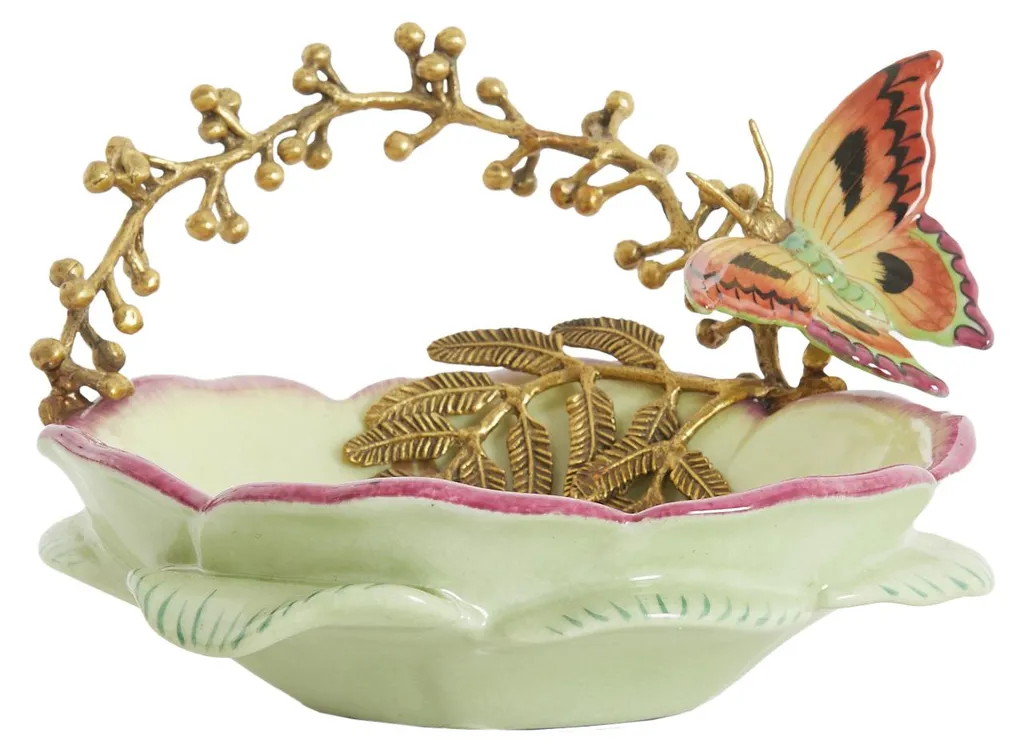 Plat Light & Living Butterfly menthe jaune 26,5 x 20 x 14 cm déco