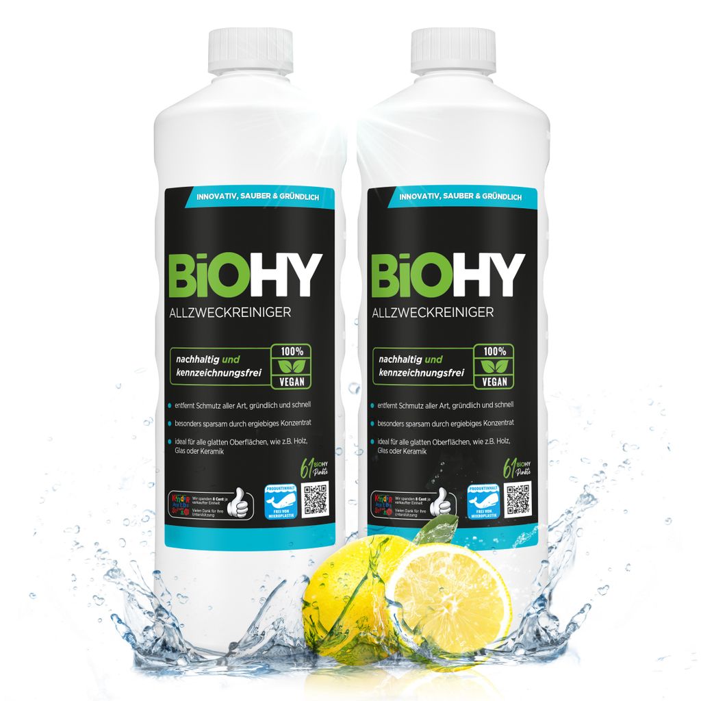 BiOHY Allzweckreiniger, Allesreiniger, Universalreiniger, -Konzentrat – 2er Pack (2 x 1 Liter Flasche)