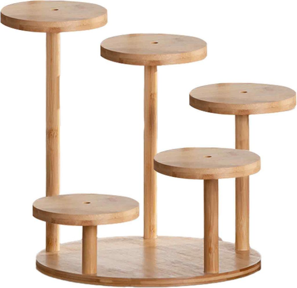 Tisch-Pflanzenständer aus Bambus, 5-stufiger Blumentopfständer, Schreibtisch, Fensterbank, Innenregal für Eck-Wohnzimmer, Pflanzen, Dekorationen...