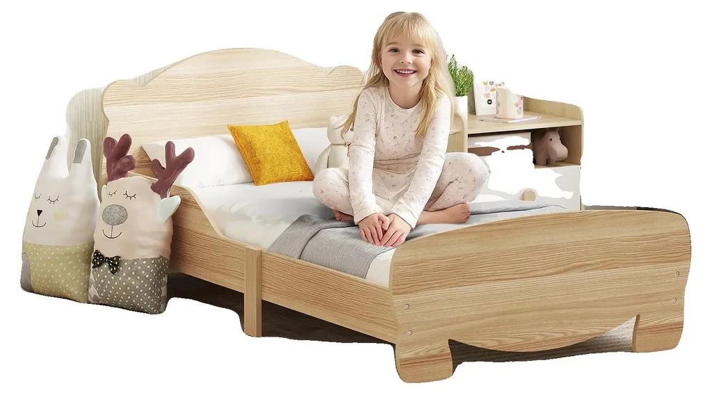 Lit d'enfant bois durable 200x100x90 cm robuste et sécurisé pour 3-6 ans
