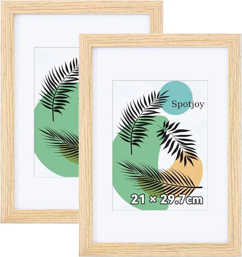 Coppia Cornici Foto A4 Rovere 21x29,7 - Design Moderno e Vetro Acrilico