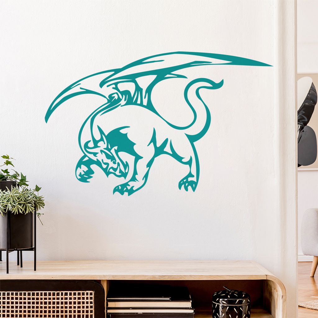 Drachen Kraft Wandtattoo in 6 Größen - Wandaufkleber Wall Sticker - Dekoration, Küche, Wohnzimmer, Schlafzimmer, Badezimmer