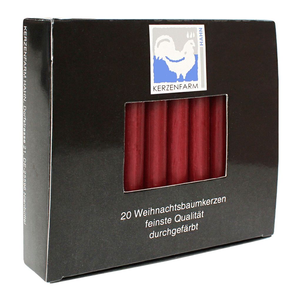 Baumkerzen aus Paraffin, 110/13 mm, Dunkelrot, KERZENFARM Produktbild 