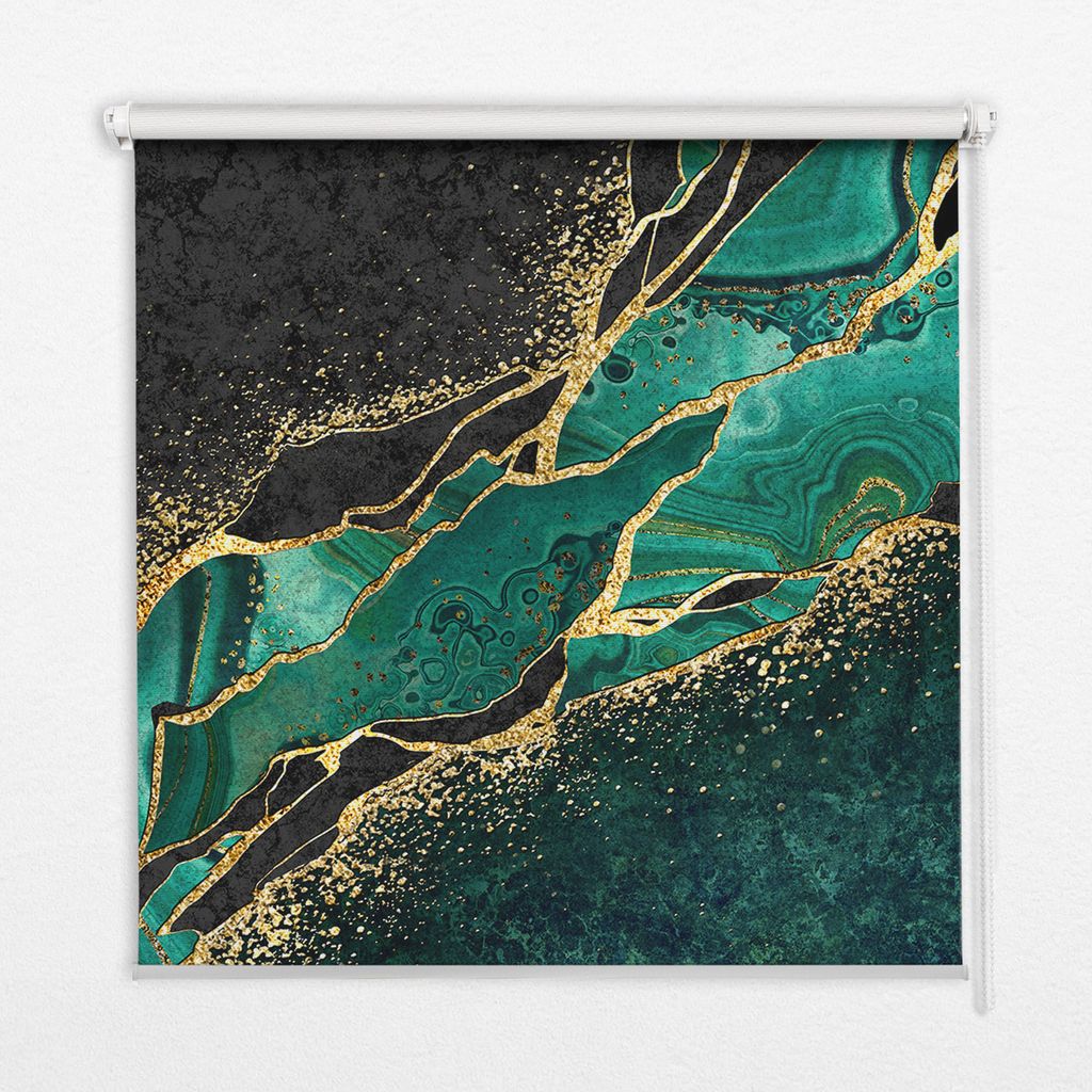 Seitenzug-Rollo Fensterrollo Jalousie - Lichtdurchlässig Springrollos - 140x240 cm - Grüner Marmor