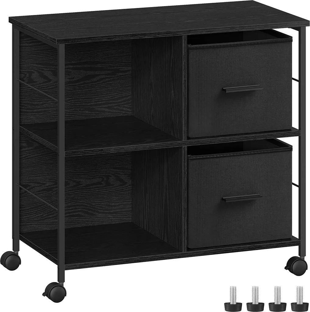 Armoire de bureau avec 2 tiroirs en tissu noir ébène Modèle Buro-X1
