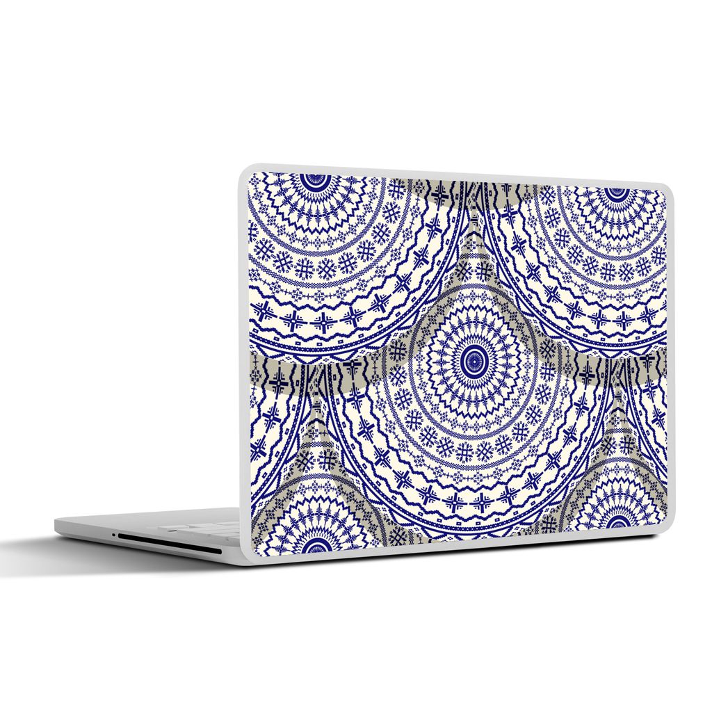 MuchoWow Laptop Aufkleber Sticker Cover Design - Delfter Blau - Muster 30x21 cm - Sticker für Laptop - Selbstklebend