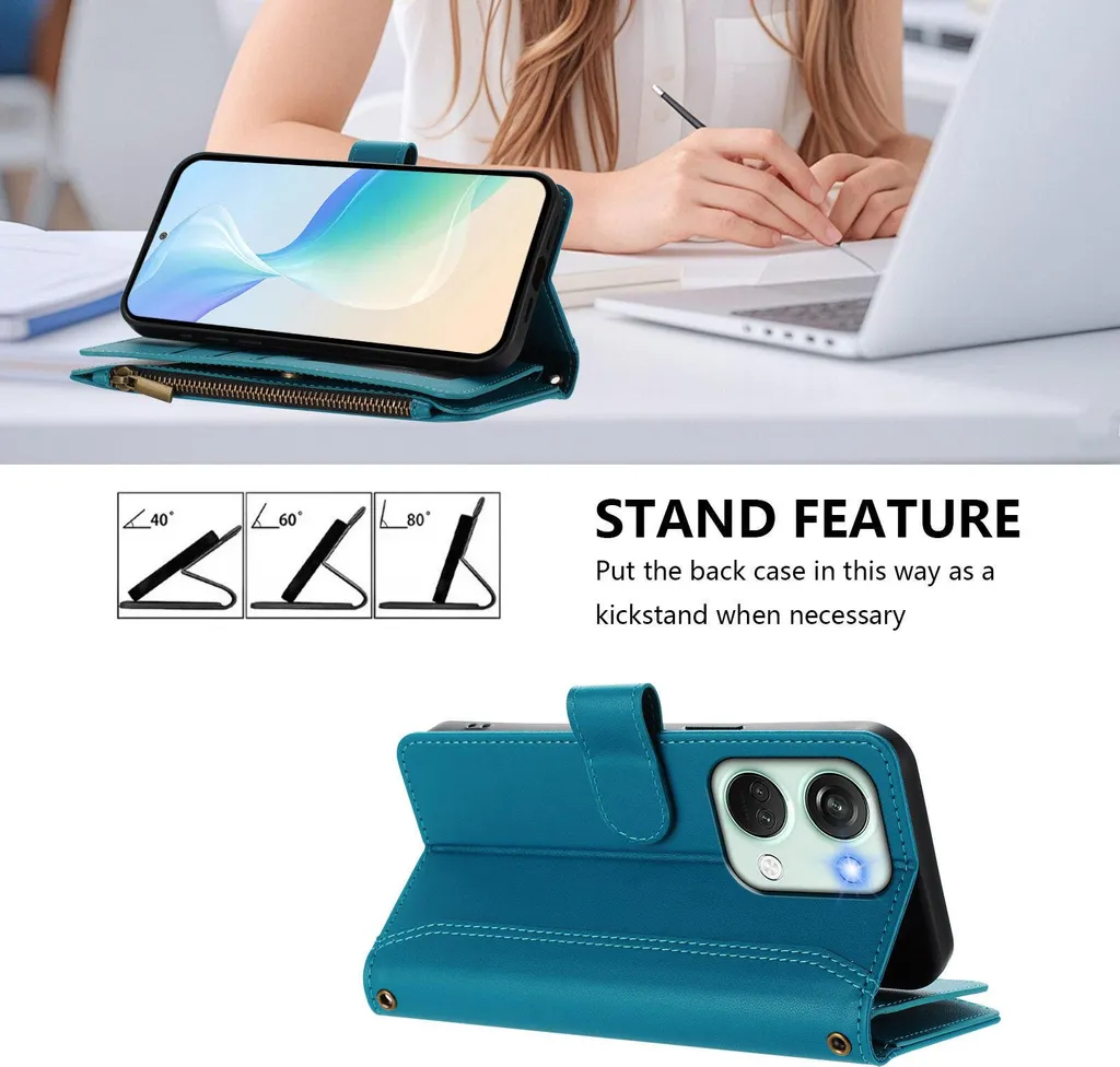 PIXFAB Custodia a portafoglio in pelle per OnePlus Nord CE4