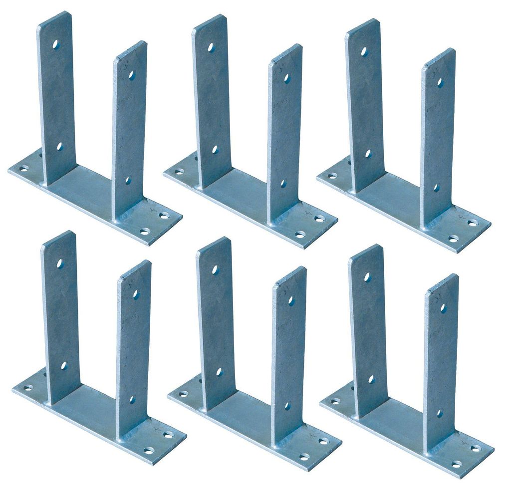 6x U Pfostenträger für Zaunpfosten 9x9 cm zum Aufschrauben Produktbild 