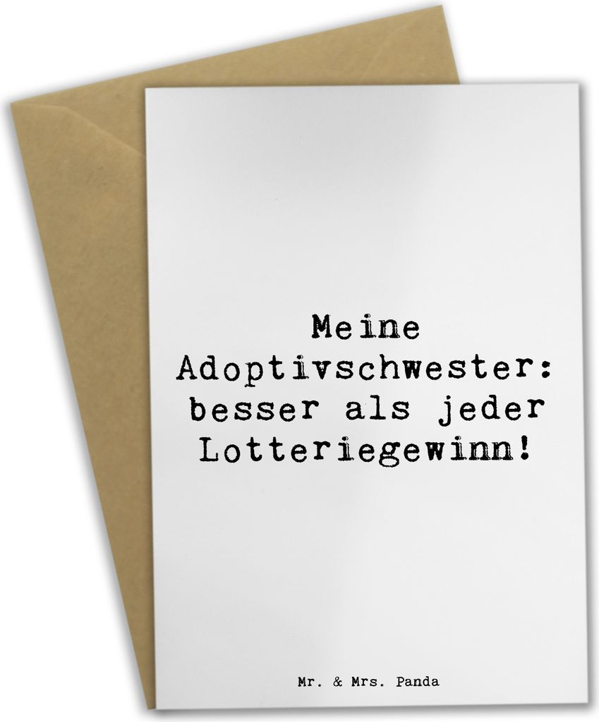 Mr. & Mrs. Panda Glückwunschkarte Spruch Adoptivschwester Wunder - Weiß - Geschenk, einladungskarten, weihnachtskarten, Adoption, Segen, Familie,...
