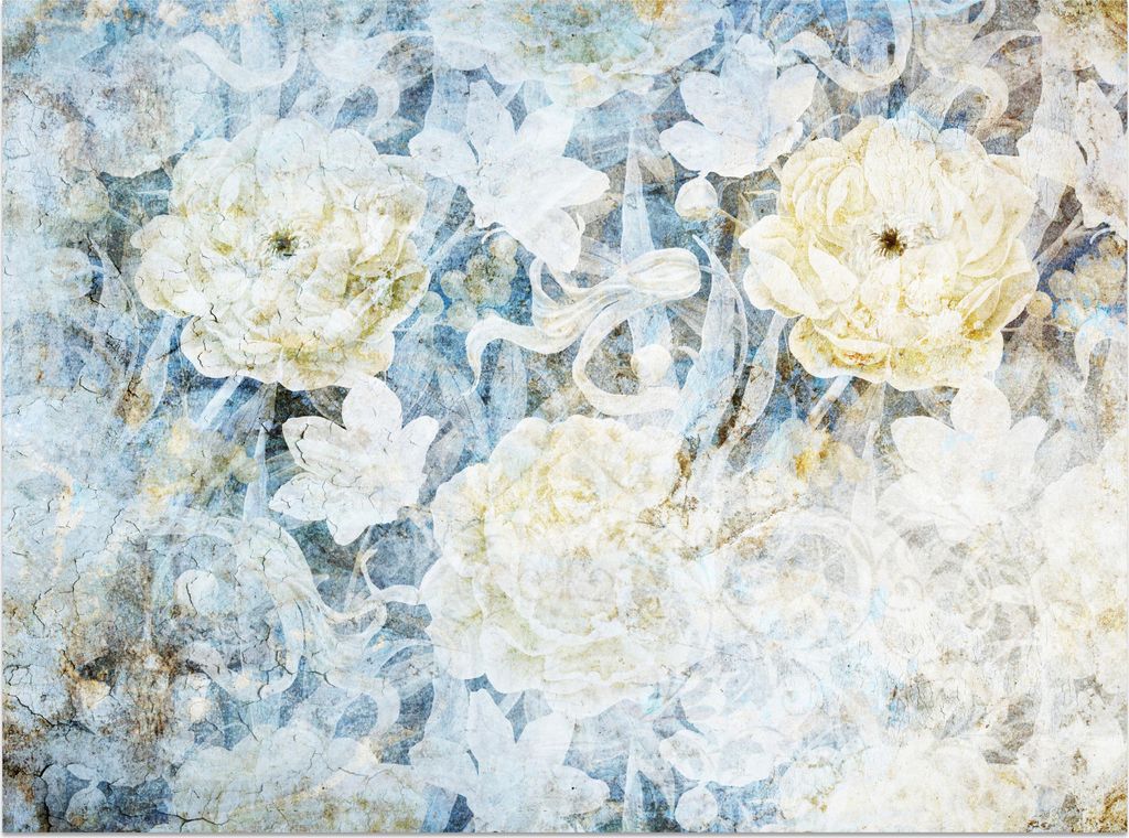 Muralo Vlies Fototapete für Esszimmer BLUMEN Beton Abstraktion Vintage 150x105