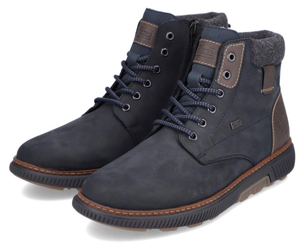 Rieker Herren Echtleder Schnürstiefel marineblau, Herren:43 Produktbild 