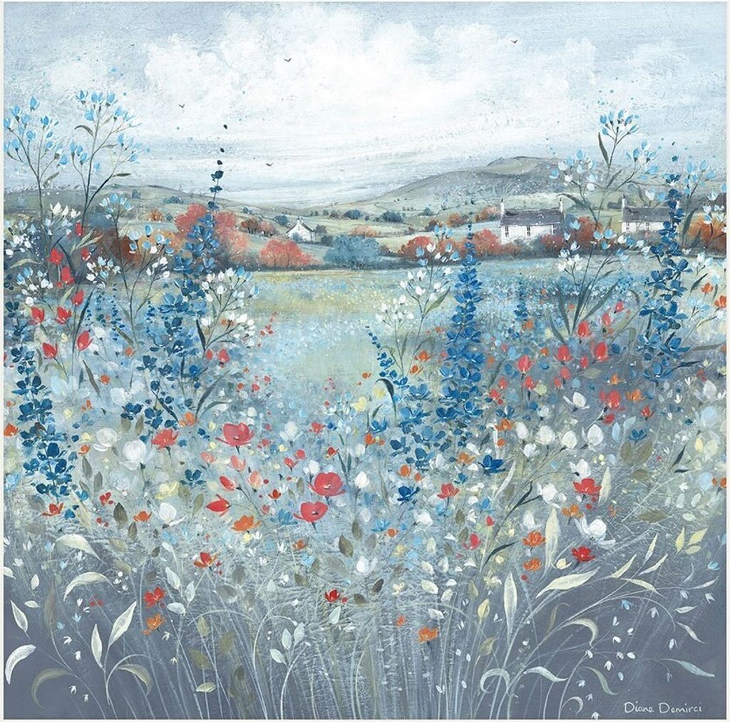 Diane Demirci - Gerahmter Leinwanddruck "Memories Of Summer" PM5467 (60 cm x 60 cm) (Blau/Grün/Weiß)