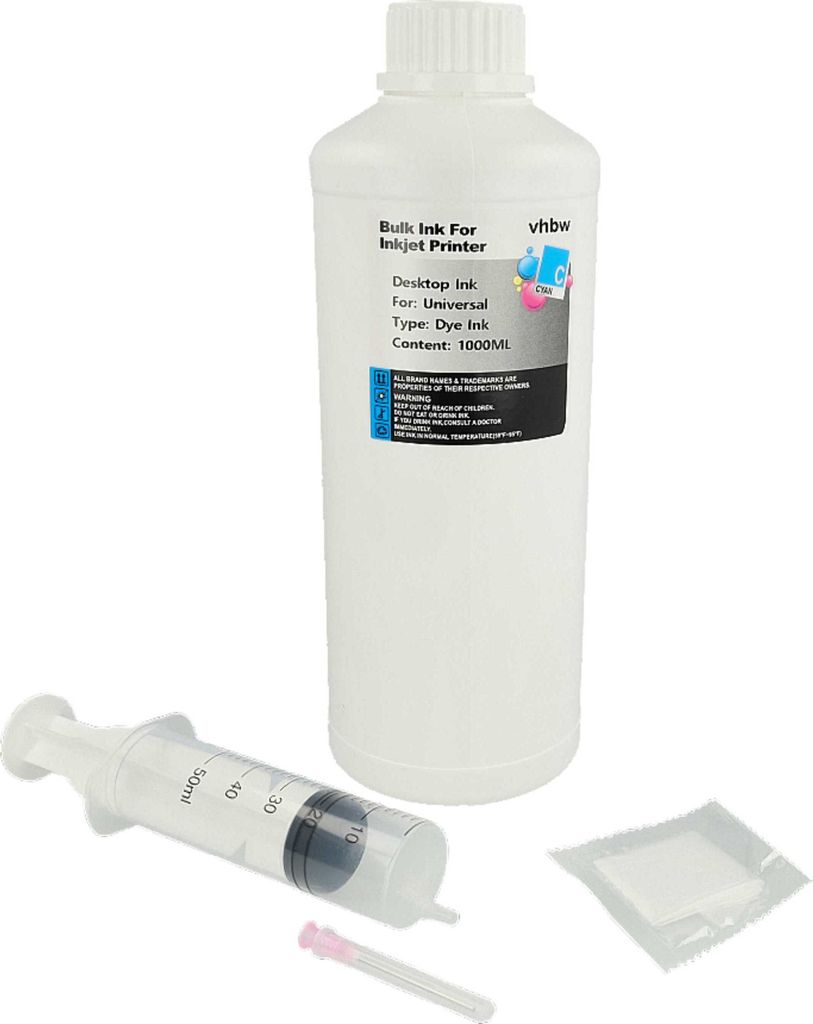 vhbw Nachfülltinte kompatibel mit Canon Pixma G4510, G4511, G5050, G1501, G1510, G2501, G2510, G3501, G3510 Drucker - Refilltinte Dye Cyan, 1000ml