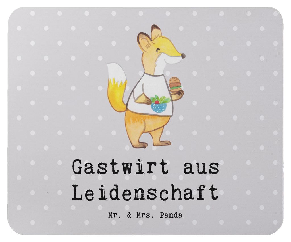 Mr. & Mrs. Panda Mauspad Gastwirt Leidenschaft - Grau Pastell - Geschenk, pc, Kneipe, Mousepad, laptop, Bar, Spruch, Lustig, Mouse Pad, Rum