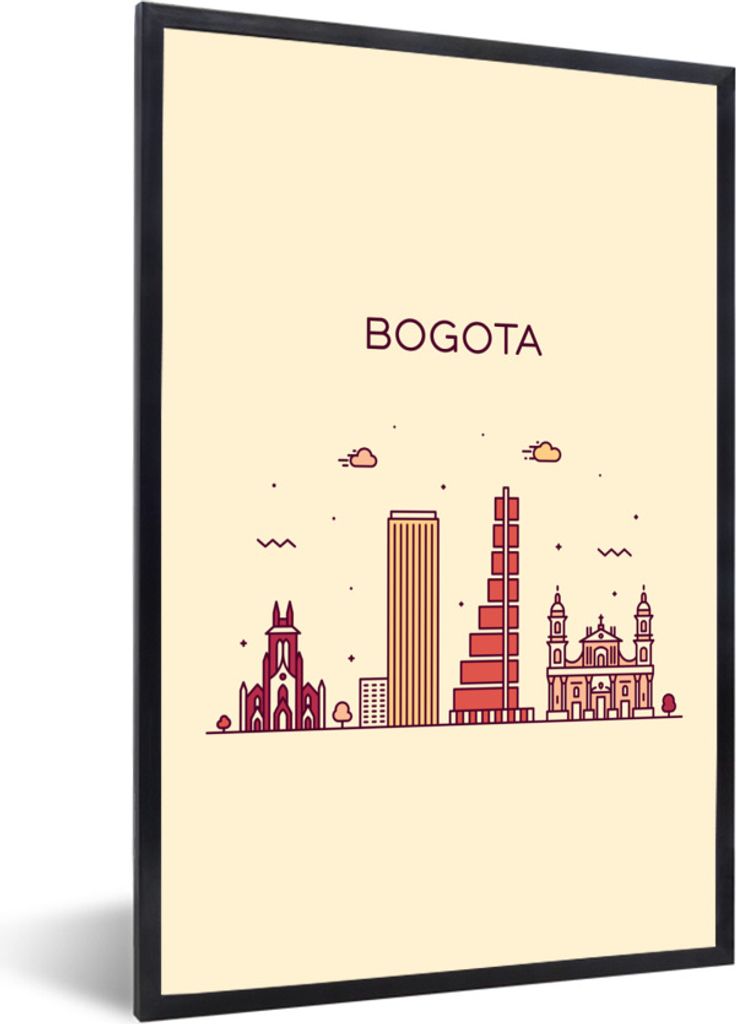 MuchoWow Gerahmtes Poster Bogota - Skyline - Kolumbien 40x60 cm - Poster mit Schwarzem Bilderrahmen Wandposter Rahmen Foto Bilder - Papierdruck -...