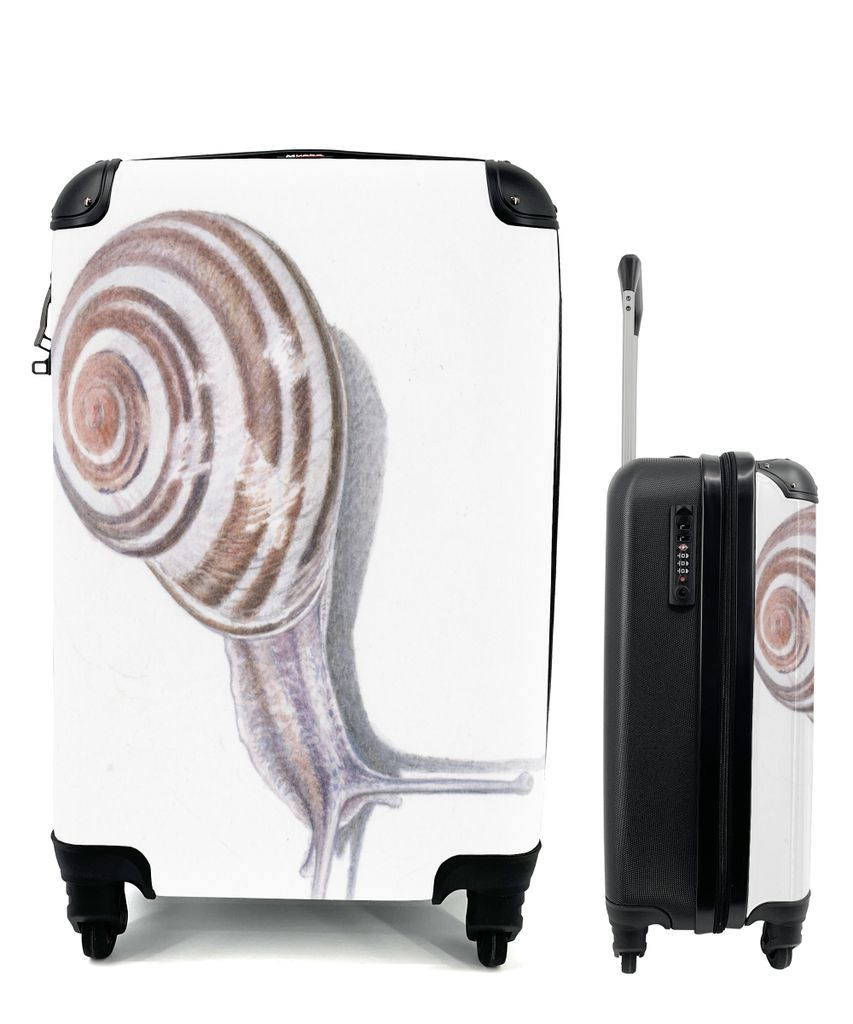 MuchoWow Koffer Handgepäck Trolley Rollkoffer Kleine Reisekoffer mit 4 Rollen - Schnecke - Aquarell - Tiere - Cabin Size < 55x40x23 cm & 55x40x2...