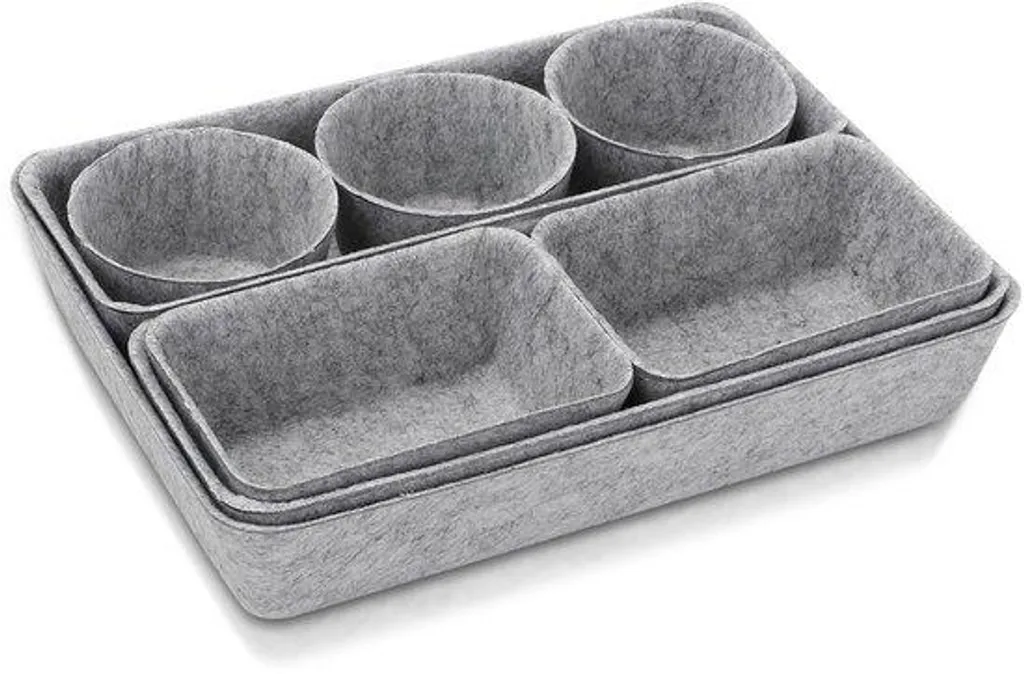 Tiroirs de rangement empilables gris clair Lot de 3 - Modèle Modula T1