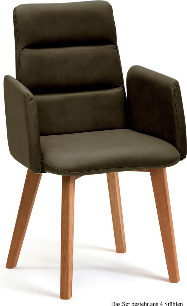 Armlehnstuhl (4er-Set) Darelle 52x92x60 Eiche geölt/Khaki