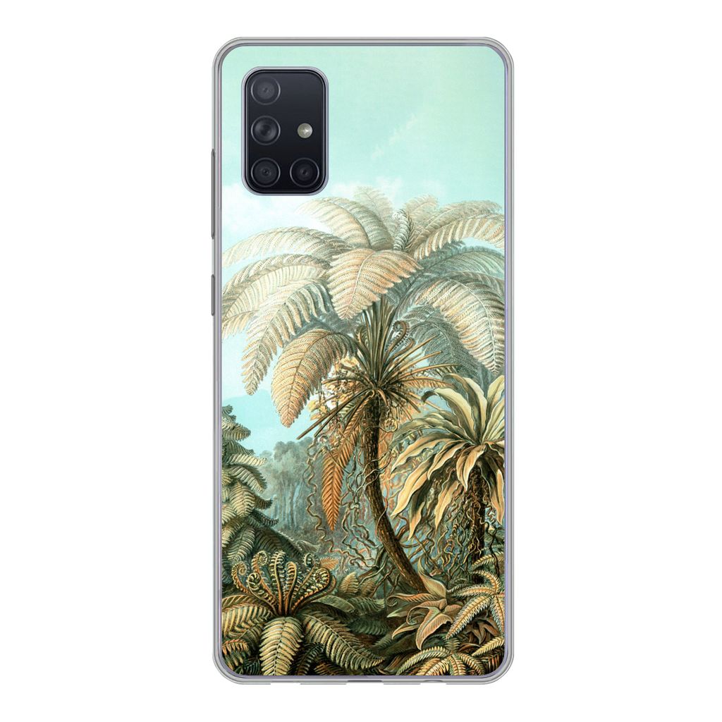 MuchoWow Handyhülle Schutzhülle Hülle für Samsung Galaxy A71 Filicinae - Haeckel - Alte Meister Silikon Softcase Handy Hülle - Kartenbesitzer