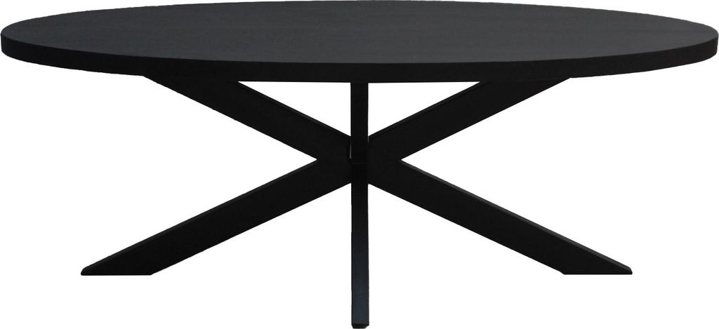 Livingfurn - Schwarzer ovaler Esstisch - - Mangoholz - 240 cm