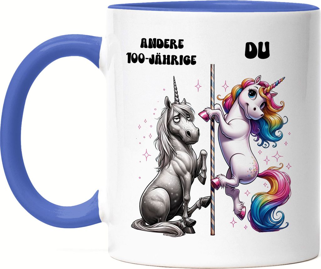 Andere 100-Jährige Du Einhorn Tasse Blau Freund 100 Jahre Geburtstag Feier