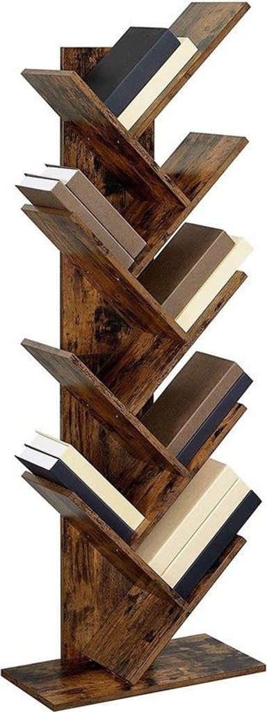 Vintage-Holz-Bücherregal - 8 Ebenen - Ständer - Braun