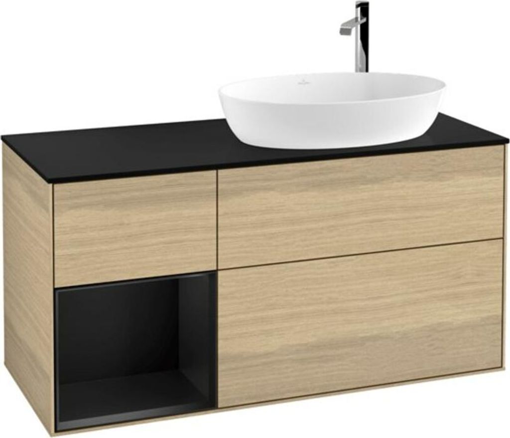 V&B Waschtischunterschrank Wandbeleuchtung Finion 120cm, Pl bla m, Reg bla m Lac, Oa ven