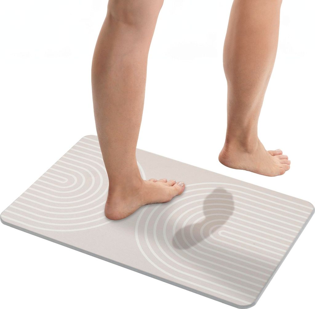 WENKO Badematte Mod. Nazca Hellgrau, aus natürlichem Diatomit