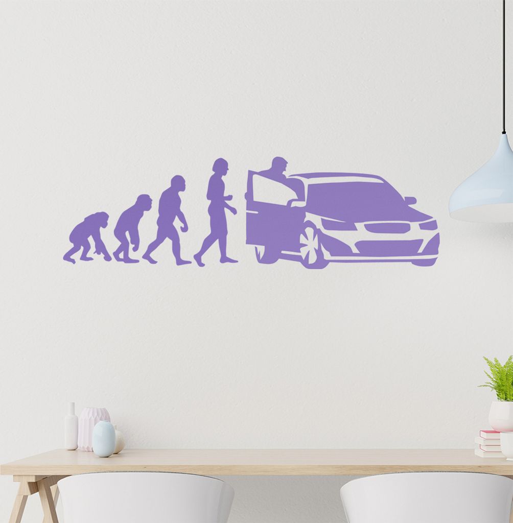 KIWISTAR Evolution - Menschheit Auto Biologie Wandtattoo in 6 Größen - Wandaufkleber Wall Sticker - Dekoration, Küche, Wohnzimmer, Schlafzimmer,...