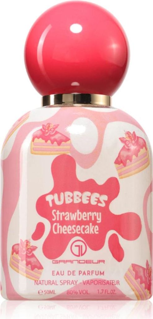 A bottle of Tubbees Strawberry Cheesecake Eau de Parfum.