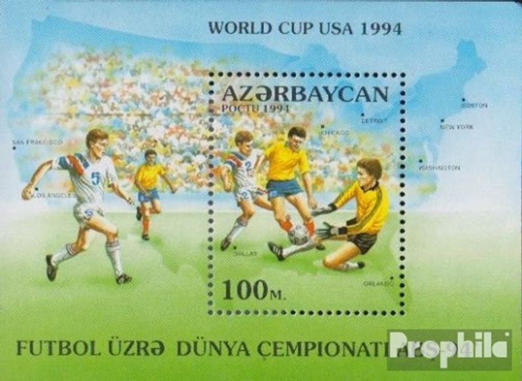 Briefmarken Aserbaidschan 1994 Mi Block6 (kompl.Ausg.) postfrisch Fußball