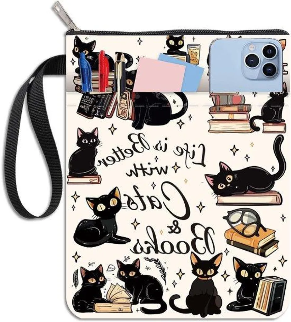 Pochette de protection pour livre de poche avec poignées - Tissu noir