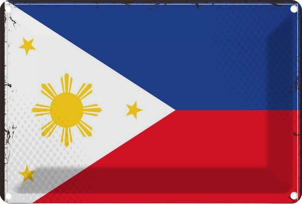 vianmo Blechschild 20x30 cm Philippinen Philippines Flagge Fahne Wappen