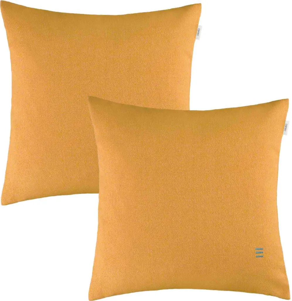 Housse de Coussin Jaune 45x45 cm Esprit FUN-2 en Tissu Doux - Set de 2
