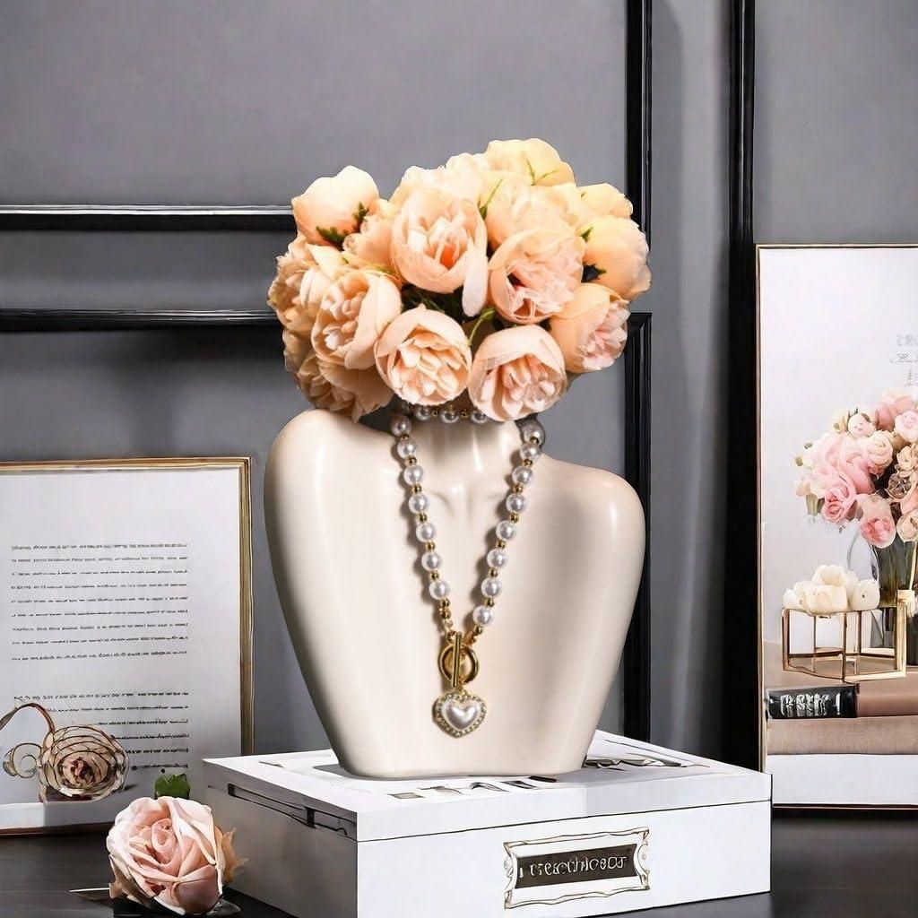 Elegante Vase mit Kette - Dekoration für Blumen - 1 Stück - 20cm hoch
