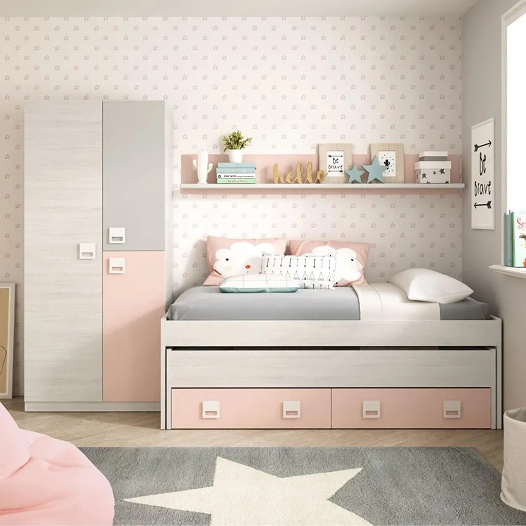 Lit enfant Asi blanc : fini le désordre avec ses rangements malins