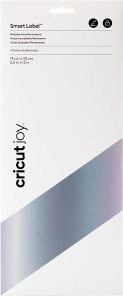 Cricut Joy Smart Label Film Vinyle Permanent Argent 14x33cm 4 Feuilles