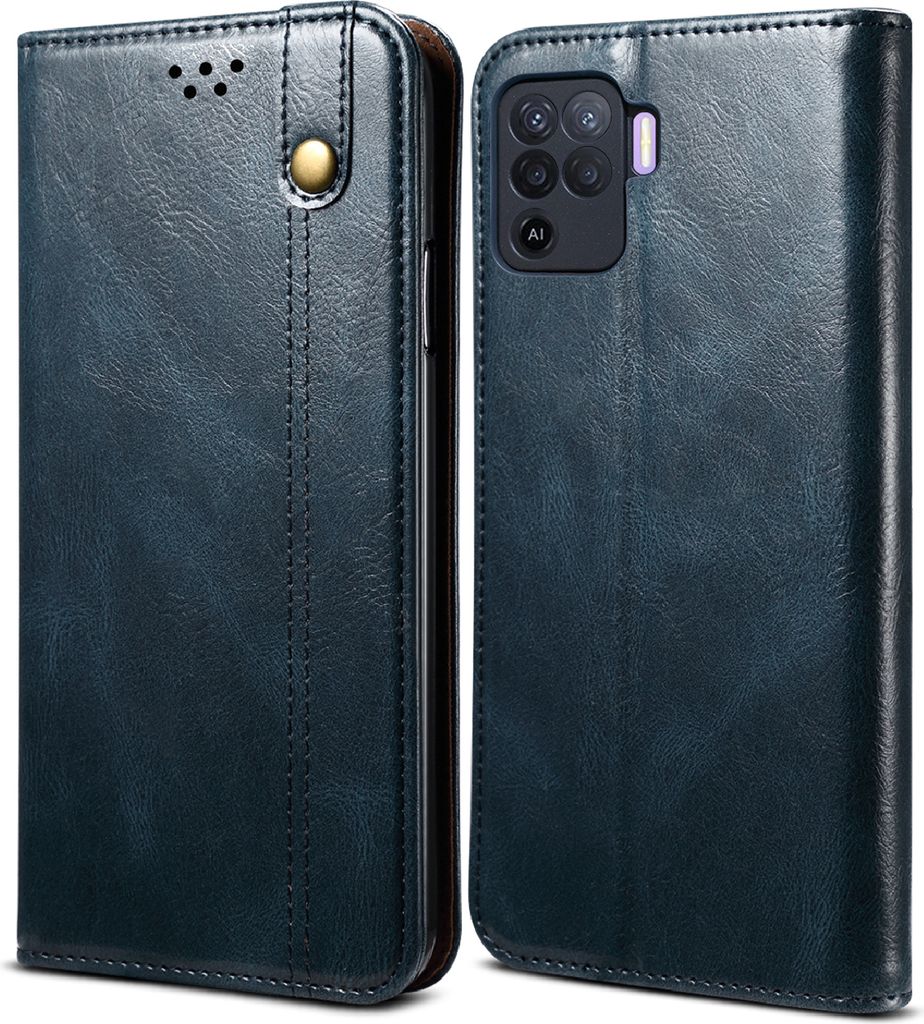 OPPO A94 4G Hülle, LaimTop Leder Flip Brieftasche Schutzhülle für OPPO A94 4G Blau