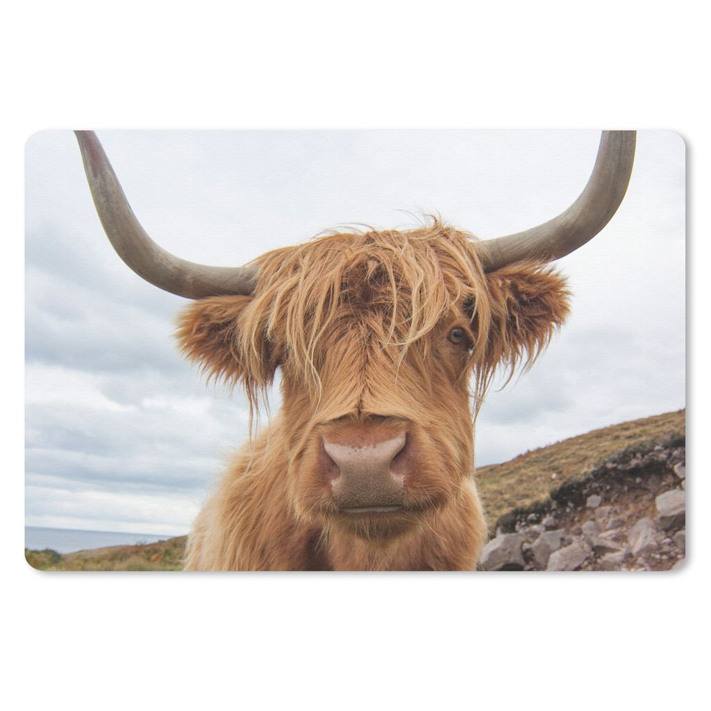 MuchoWow Mauspad Mousepad Schottischer Hochländer - Kuh - Landschaft 27x18 cm - Mousepads - Maus Mat - Pad - Mausunterlage - Büroartikel - Desk...