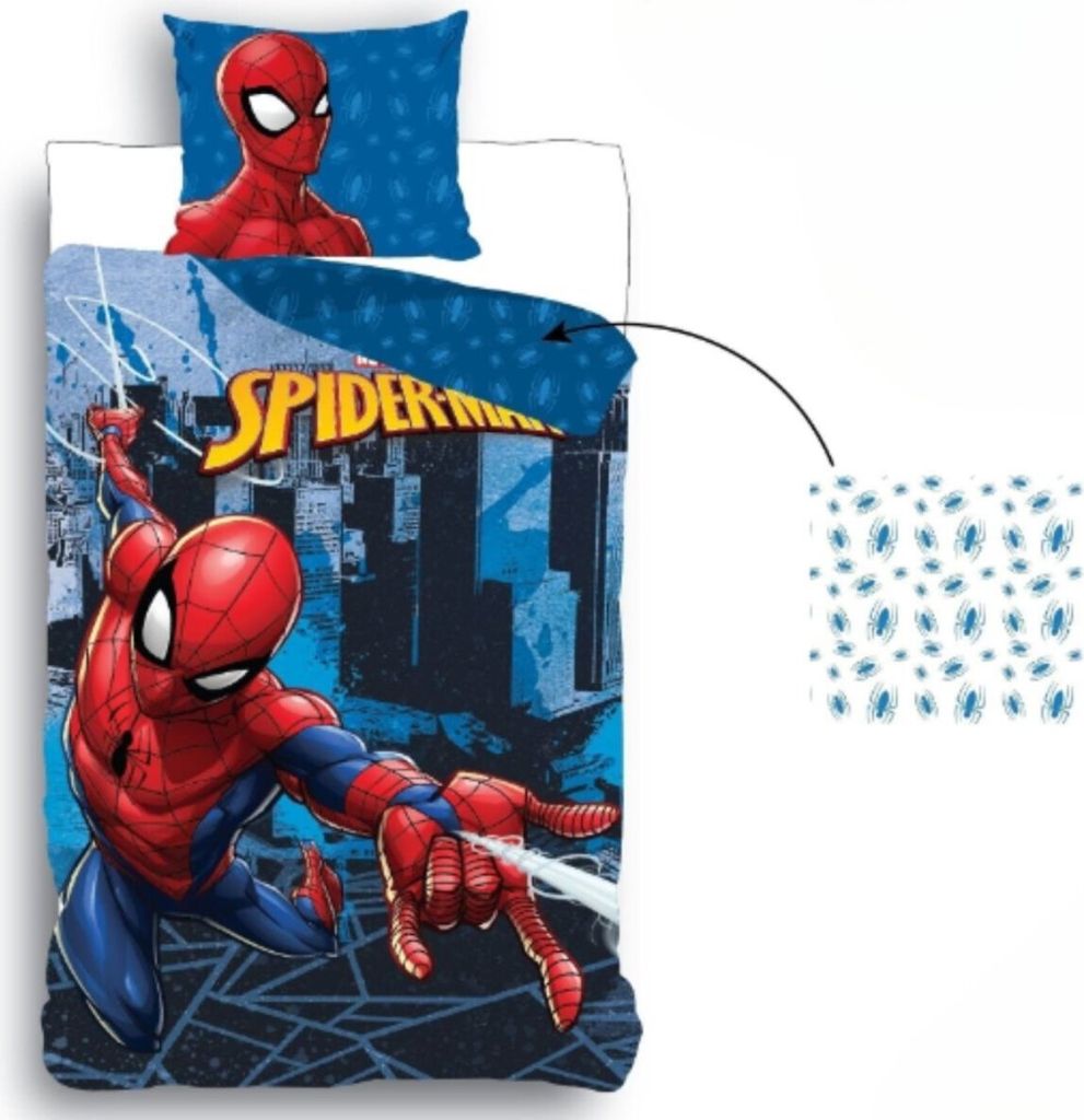 Wendebettwäsche in Blau Spiderman Bettwäsche - Abenteuer im Produktbild 