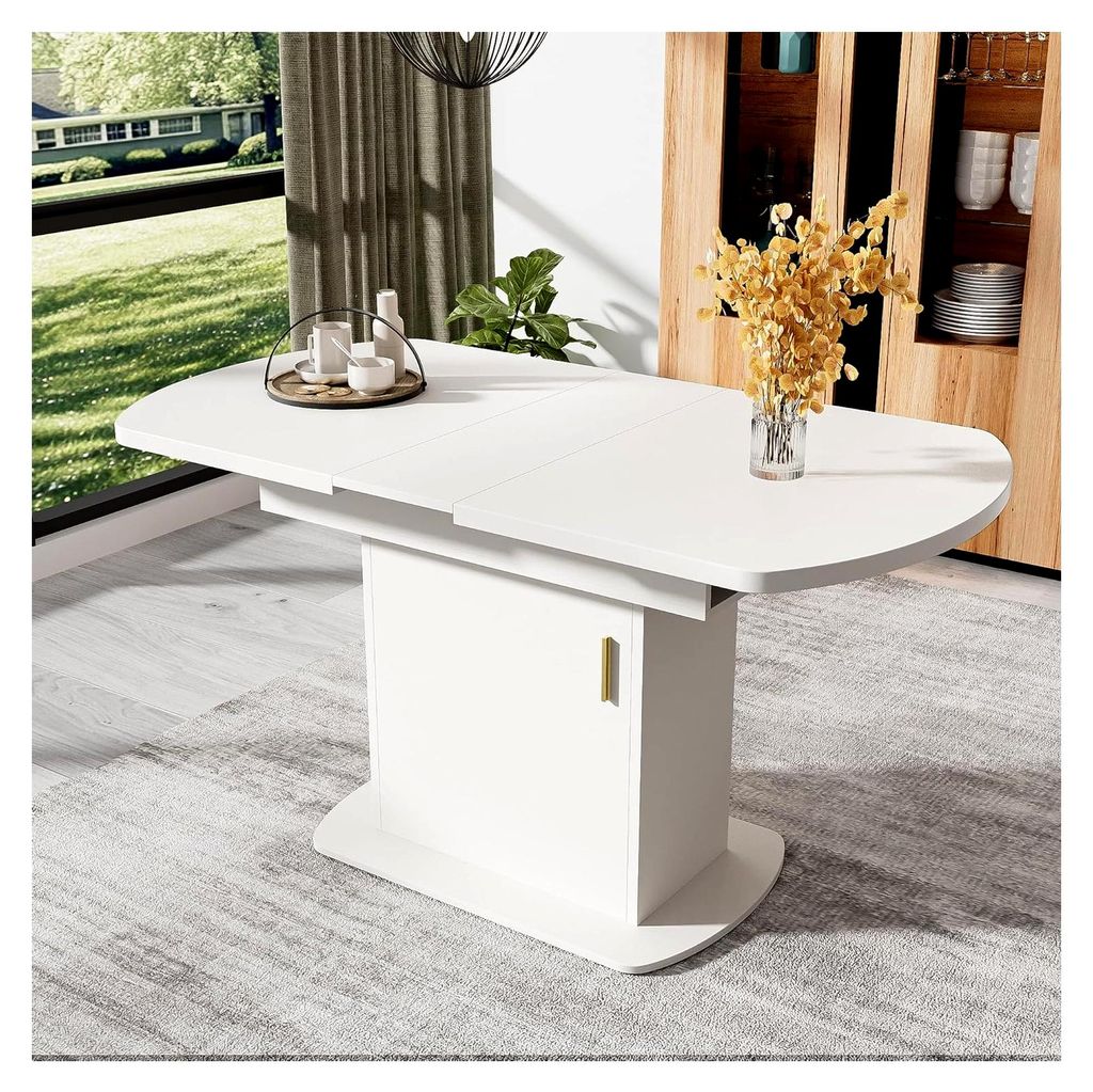 Ausziehbarer ovaler Esstisch 110/130x70 cm mit goldenem Griff, Stauraum, platzsparend, moderner multifunktionaler Kaffeetisch, Küchentisch für 2...