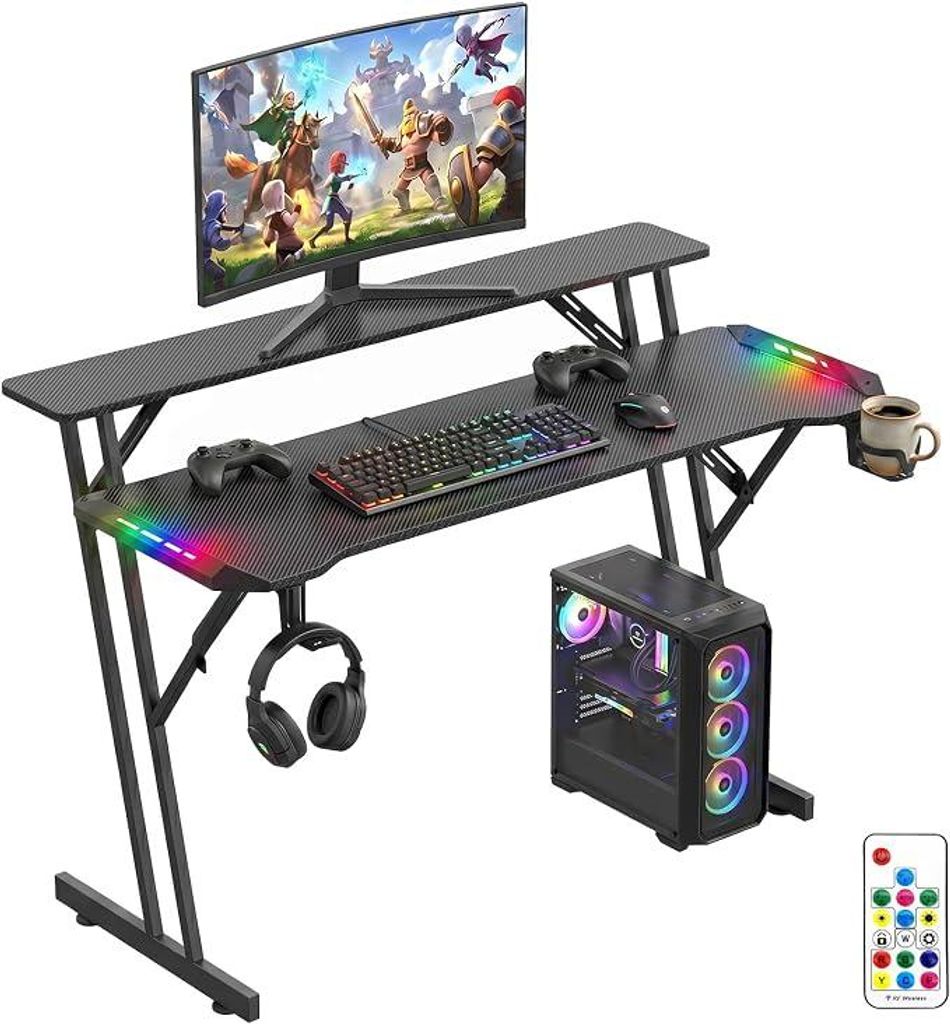 gaming schreibtisch 160 x 60 cm Computertisch mit LED mit Produktbild 